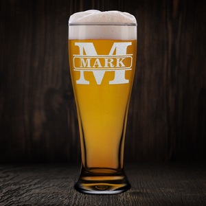 Personalized Vintage Block Etched 16 oz Beer Pilsner Glass