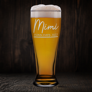 Mimi Established 2022 Etched on 16 oz Glass Pilsner