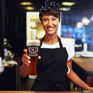Personalized Monogram Initial and Name with Laurels Etched 16 oz Beer Pilsner Glass