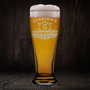Personalized Spiritus Frumenti Name and Initial Etched 16 oz Beer Pilsner Glass