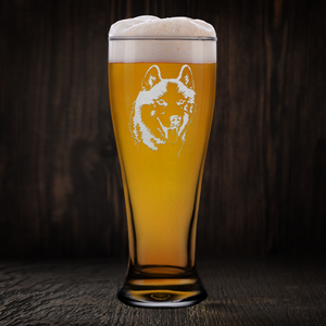 Siberian Huskie Head Etched 16 oz Beer Pilsner Glass