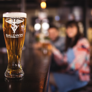 Personalized Veterinarian Etched 16 oz Beer Pilsner Glass