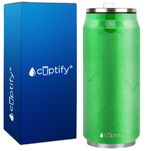 Green Glitter 16oz Cola Can Bottle