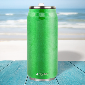Green Glitter 16oz Cola Can Bottle