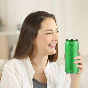 Green Glitter 16oz Cola Can Bottle