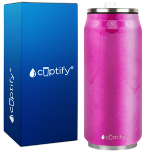 Hot Pink Glitter 16oz Cola Can Bottle