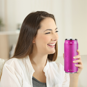 Hot Pink Glitter 16oz Cola Can Bottle