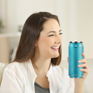 Seafoam Glitter 16oz Cola Can Bottle