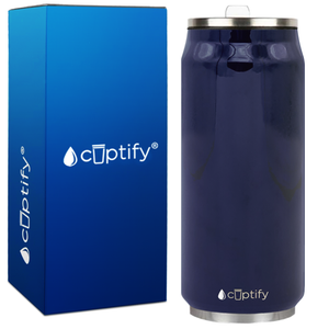 Navy Blue Gloss 16oz Cola Can Bottle