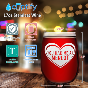 You had me at Merlot on 17oz Stemless Wine Glass