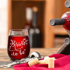 Bride To Be Etched on 17 oz Stemless Wine Glass