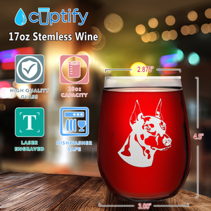 Doberman Pinscher Head 17oz Stemless Wine Glass