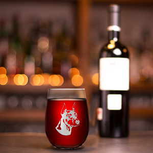 Doberman Pinscher Head 17oz Stemless Wine Glass