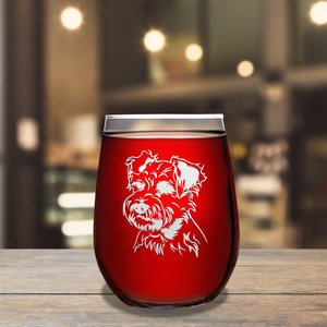 Miniature Schnauzer Head 17oz Stemless Wine Glass