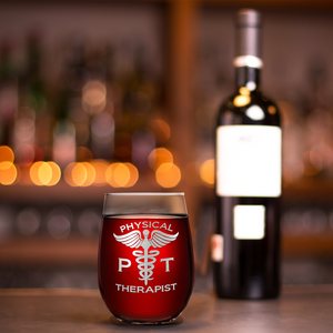 PT Physical Therapist 17oz Stemless Wine Glass
