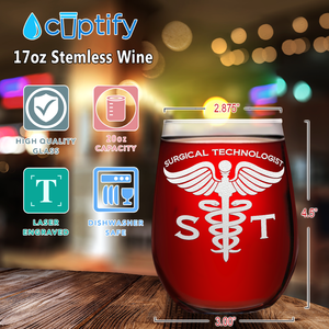 ST Surgical Technologist 17oz Stemless Wine Glass
