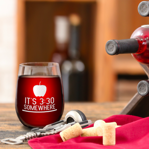 Because Students Laser Engraved on 15 oz Stemless Wine Glass