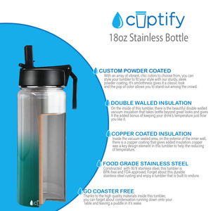 Teal Ombre Translucent 18oz Wide Mouth Water Bottle