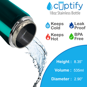 Teal Translucent 18oz Wide Mouth Water Bottle