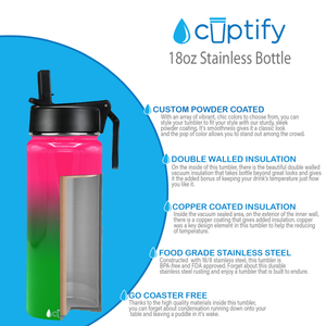 Watermelon Ombre 18oz Wide Mouth Water Bottle