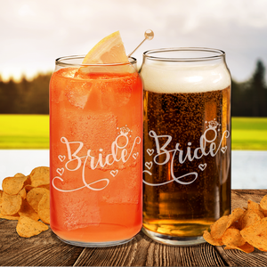 Bride Hearts Etched on Glass