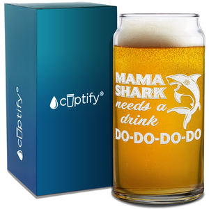 Mama Shark Needs A Drink Etched on Glass