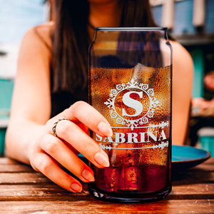 Personalized Ultramodern Monogram 20oz Glass Can