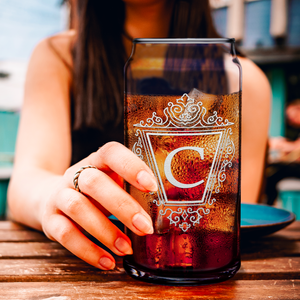 Personalized Classic Crest Monogram 20oz Glass Can