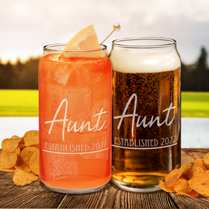 Aunt Established 2022 Etched on Glass