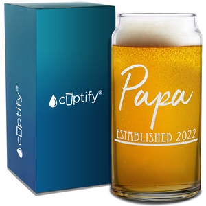 Papa Established 2022 Etched on Glass
