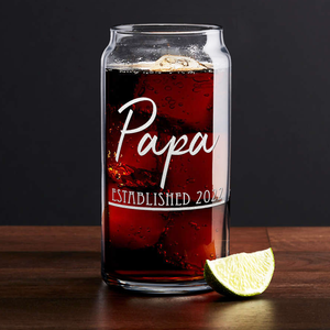 Papa Established 2022 Etched on Glass