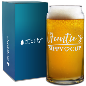 Auntie's Sippy Cup Etched on Glass