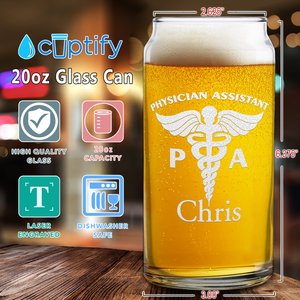 Personalized PA Physician Assistant Etched Glass