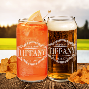 Personalized Bridesmaid Etched on Glass