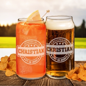 Personalized Groomsman Etched on Glass