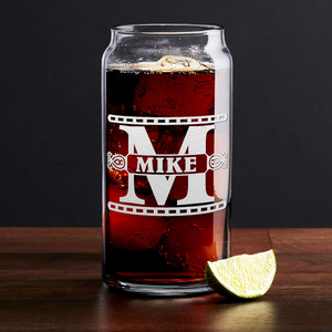 Personalized Monogram Initial Groomsmen Etched on Glass