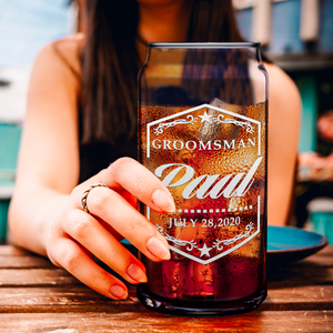 Personalized Groomsman Border Ornament Etched on Glass