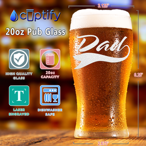 Dad Etched on 20 oz Pub Glass