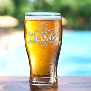 Personalized Fleur de Lis 20oz Beer Pub Glass