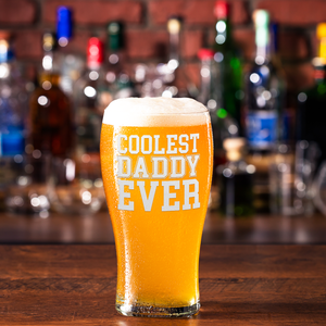 Coolest Daddy Ever Etched on 20 oz Pub Glass