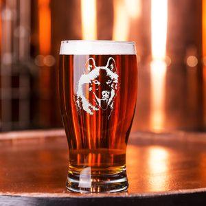 Siberian Huskie Head Etched 20 oz Beer Pub Glass