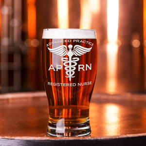 APRN Advanced Practice Registered Nurse Etched 20 oz Beer Pub Glass