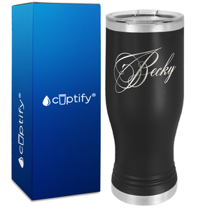 Personalized Decorative Script Engraved on 20oz Pilsner