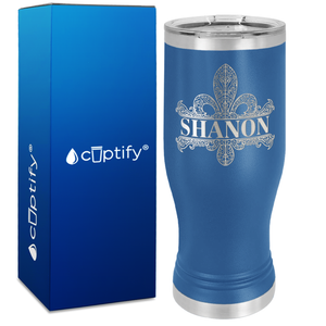 Personalized Fleur de Lis Engraved on 20oz Pilsner