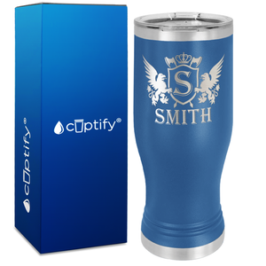 Personalized Monogram Initial Badge Crown Engraved on 20oz Pilsner