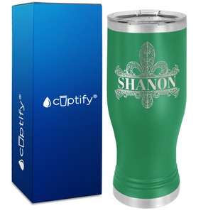 Personalized Fleur de Lis Engraved on 20oz Pilsner