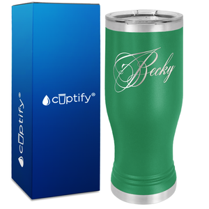 Personalized Decorative Script Engraved on 20oz Pilsner