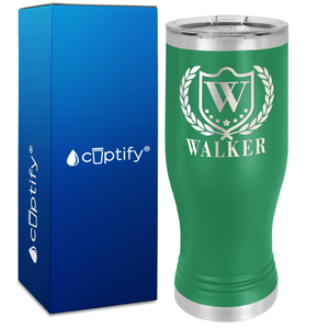 Personalized Monogram with Laurels Engraved on 20oz Pilsner