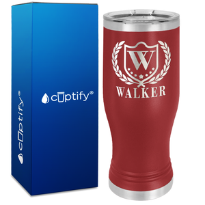 Personalized Monogram with Laurels Engraved on 20oz Pilsner