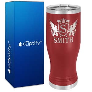 Personalized Monogram Initial Badge Crown Engraved on 20oz Pilsner